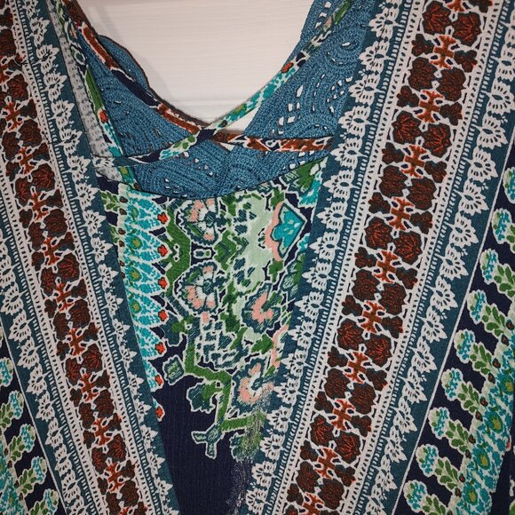 One World 100% Viscose Flowy Lace Accent Summer Dress-Open Back-Size 2x-3X - Picture 11 of 15